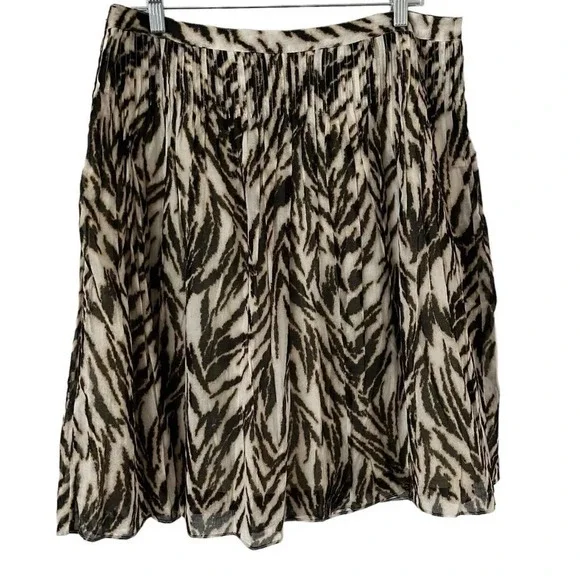 NWT Talbots Tiger Animal Print Cotton Fit & Flare Midi Skirt Women's Size 0P - Picture 1 of 9